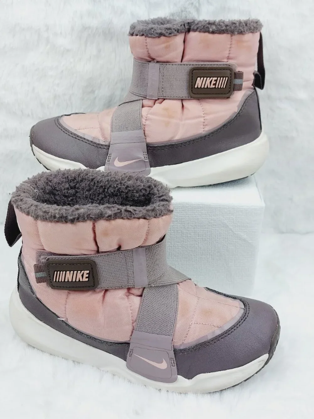 Nike Youth Girls' Pink Glaze Flex Advance Faux Fur Snow Winter Boots Size 2Y